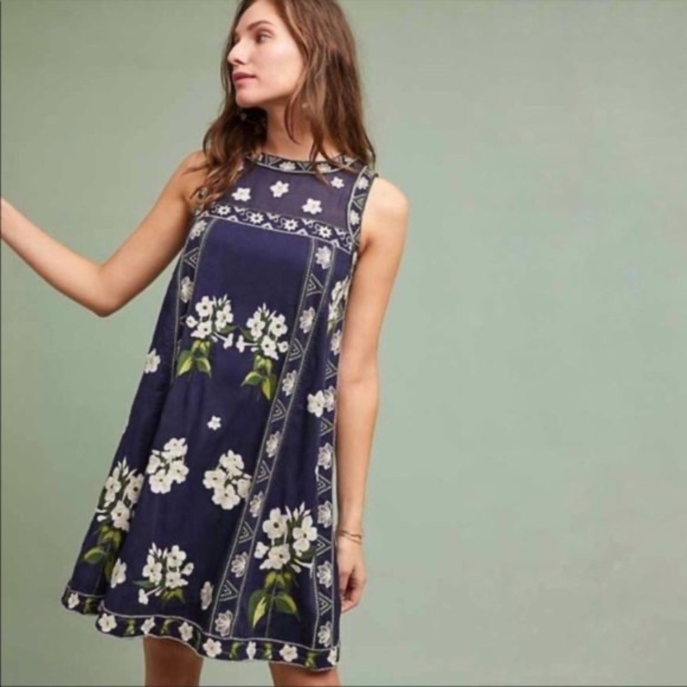 NWT Maeve Royal Blue Embroidered Tunic Dress
